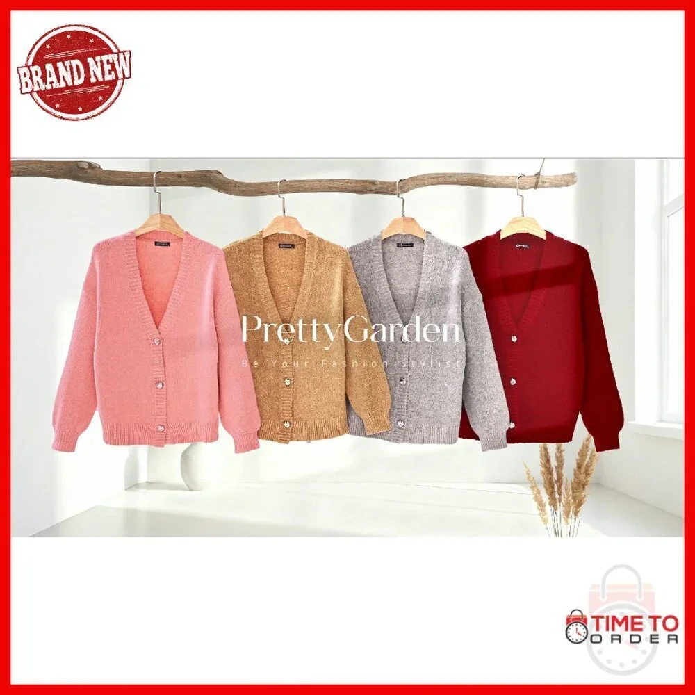 Oversized Chunky Knit Cardigan Sweater Women's Long Sleeve Button Down